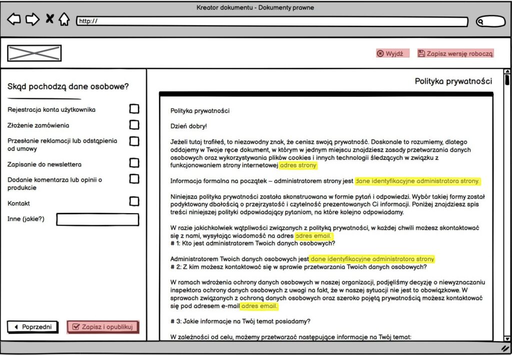 Kreator dokumentów prawnych Bezpieczny.BIZ