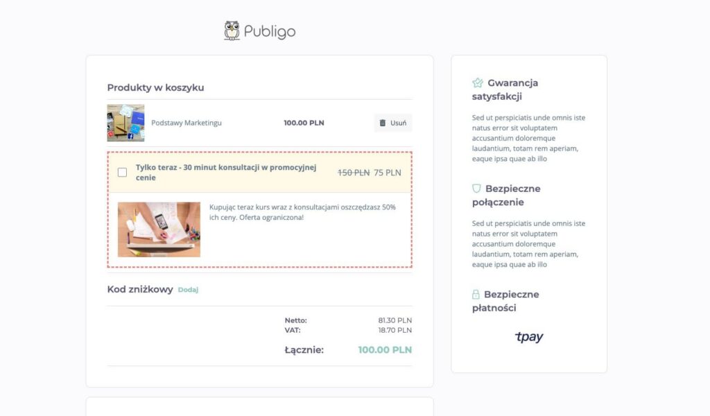 Jak zwiększyć sprzedaż w Publigo? Bump Offer