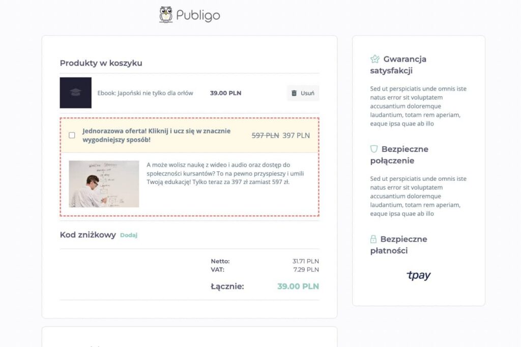 Jak zwiększyć sprzedaż w Publigo? Up-sell