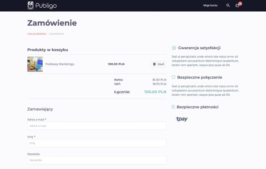Ulepszony koszyk zakupowy dla kursów, produktów cyfrowych i usług