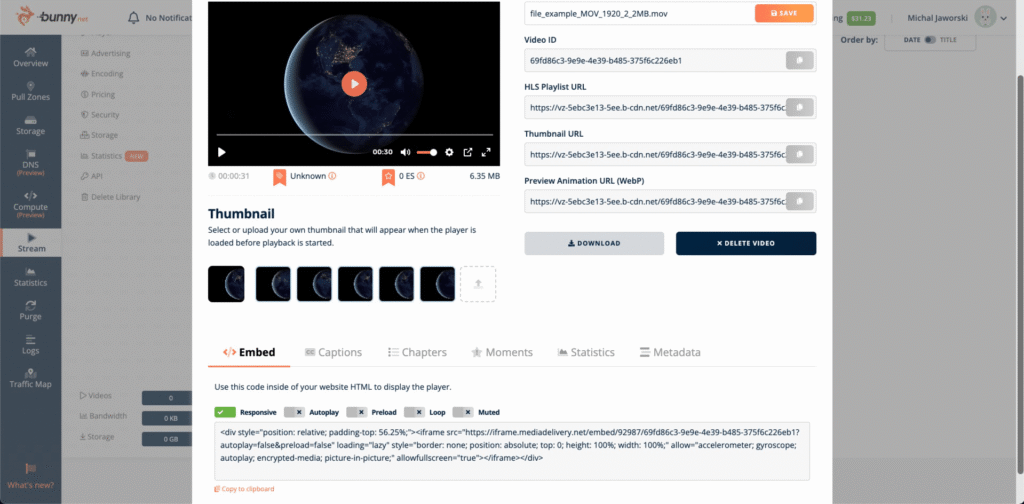 Hosting wideo Bunny.net - Stream - Dodawanie wideo