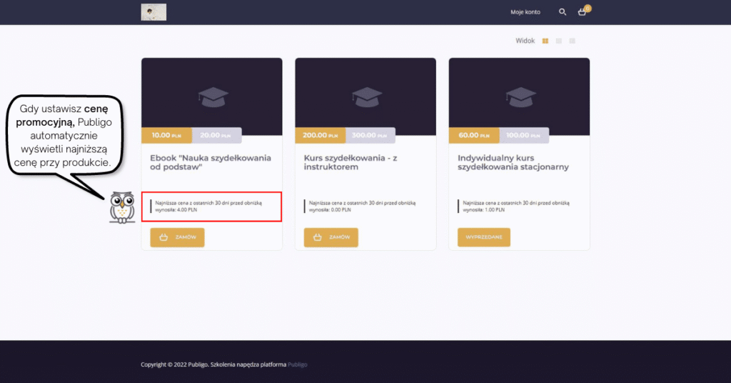 Publigo pokazuje najniższą cenę z ostatnich 30 dni.