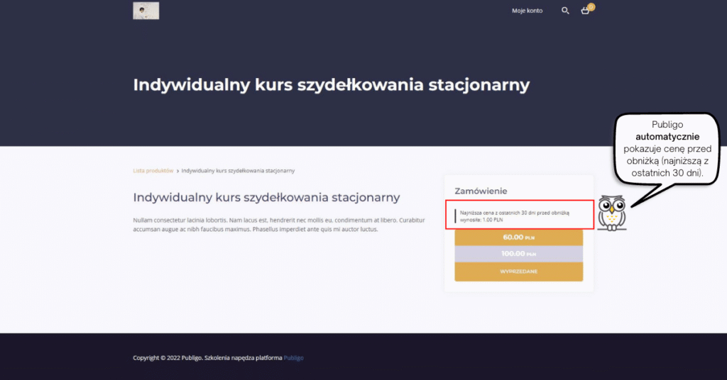 Publigo pokazuje najniższą cenę z ostatnich 30 dni.