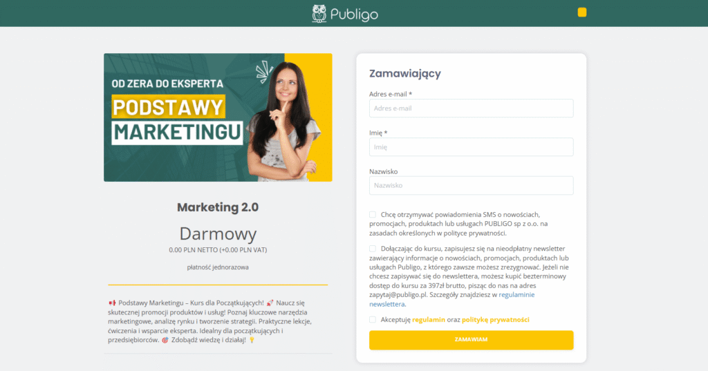 Krótki opis w koszyku zakupowym